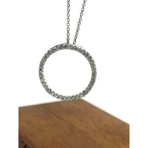 Diamond Pendant Circle 0.50ctw 14k White Gold 16'' Necklace Women's Jewelry